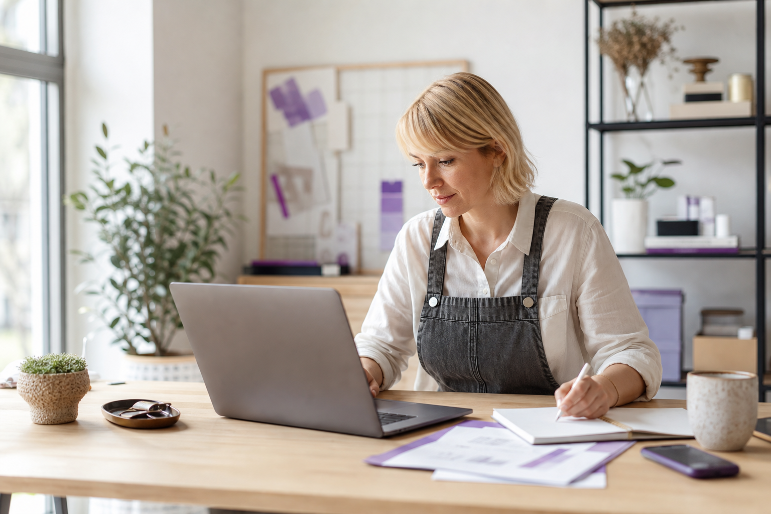 Professionnelle indépendante travaillant sur sa présence digitale