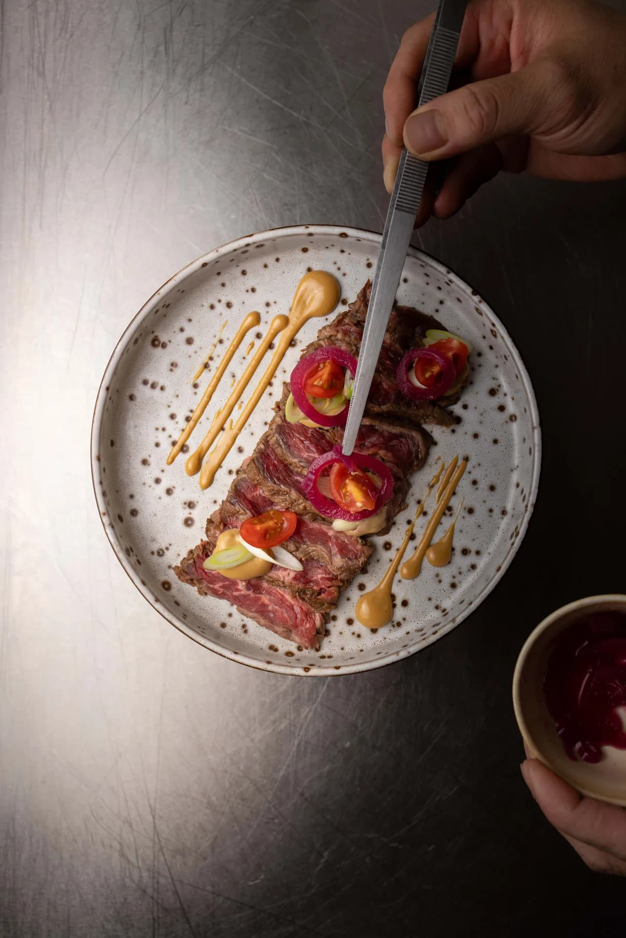 Martine plated toast overhead.