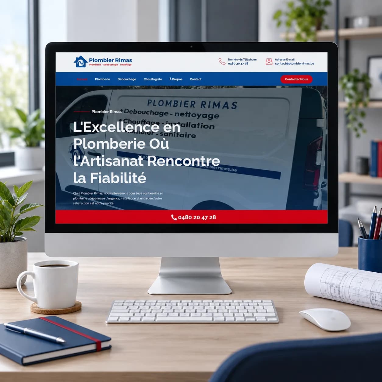 Plombier rimas desktop website mockup.