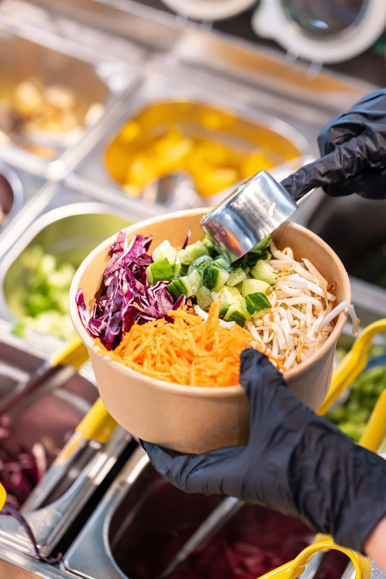 Superbowls salad bowl preparation.
