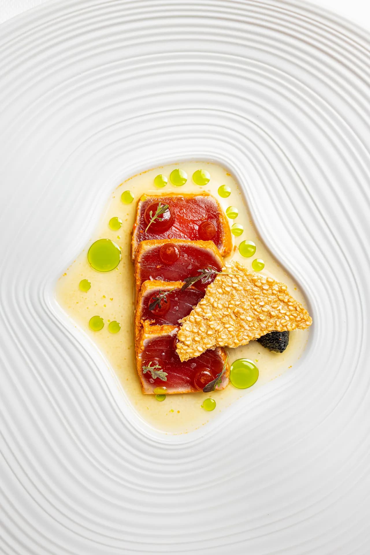 Uma seared tuna course.