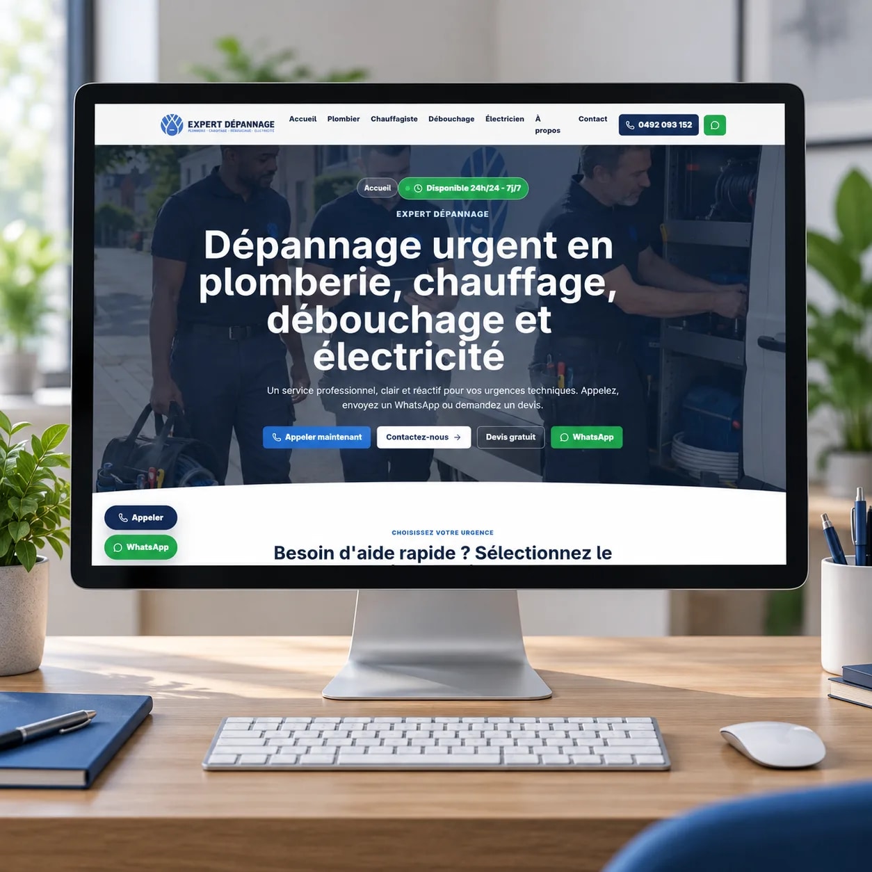 Expert depannage desktop website mockup.