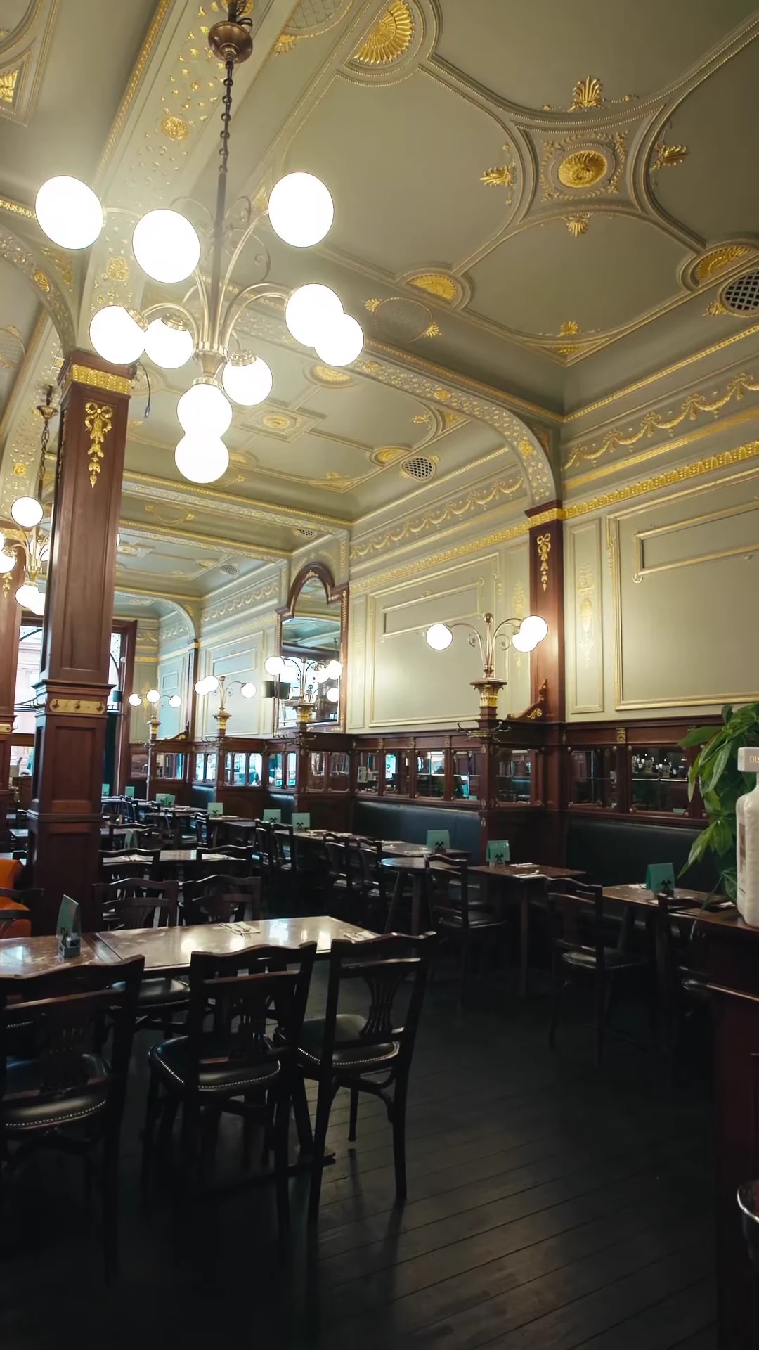 Ornate historic dining room at Greenwich restaurant.