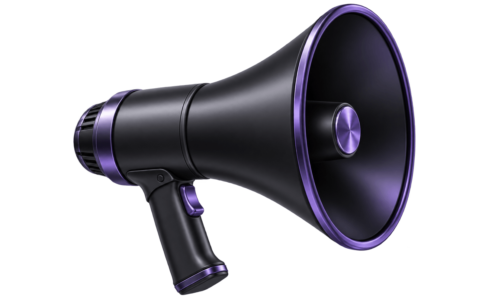Black megaphone with purple accents representing digital advertising.