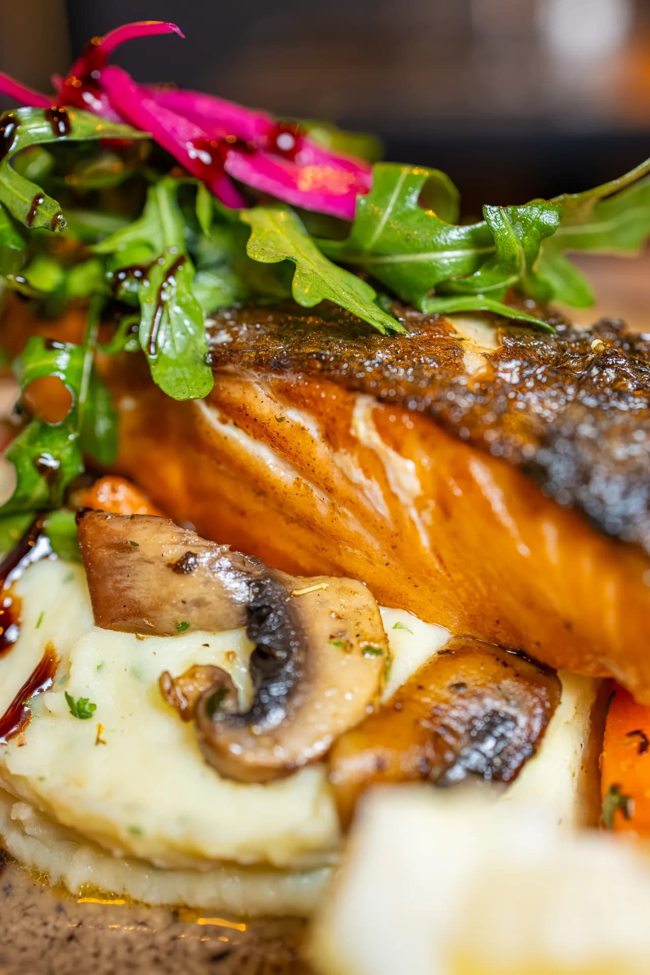 7th Avenue salmon mashed potatoes.