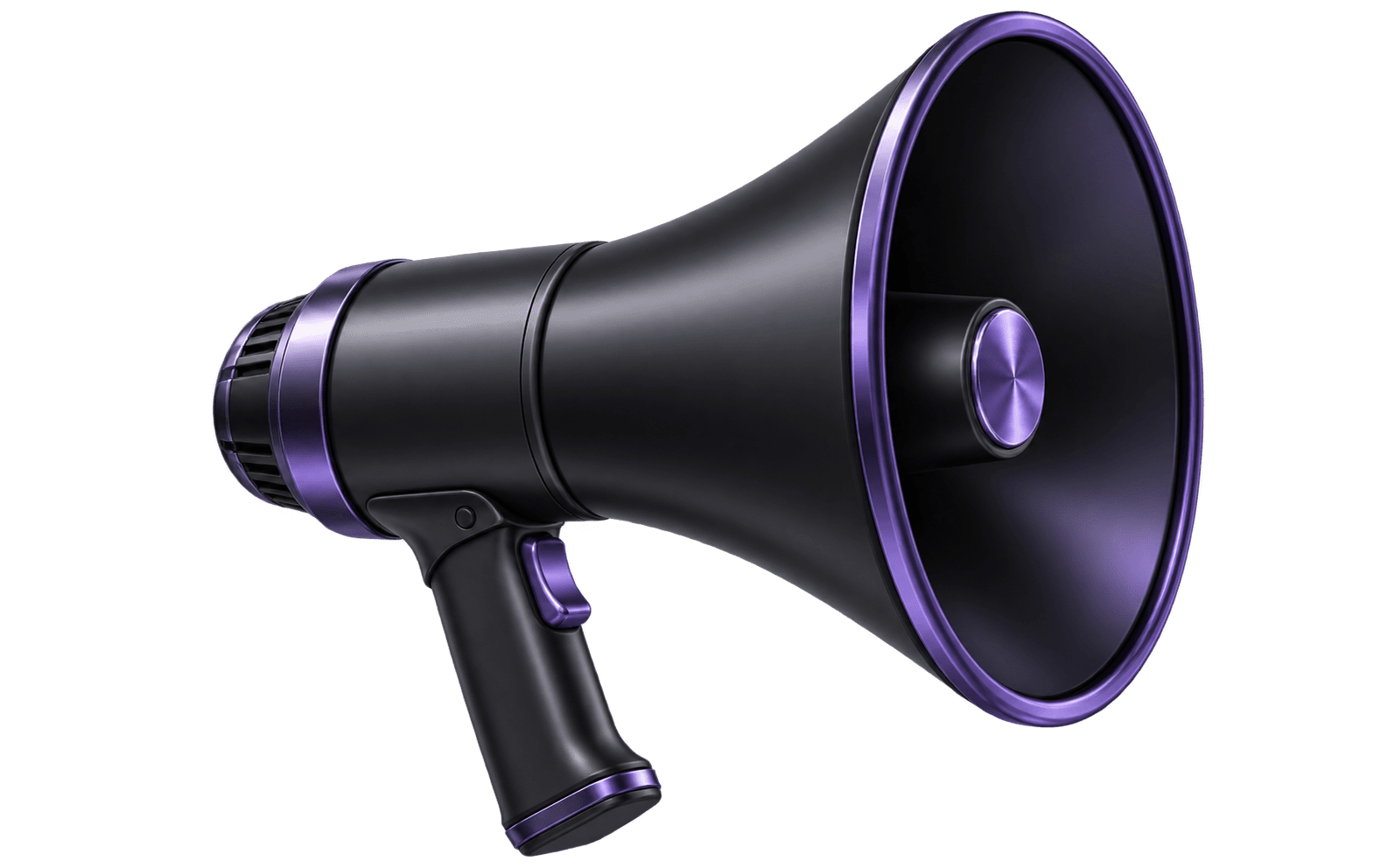 Black megaphone with purple accents representing digital advertising.